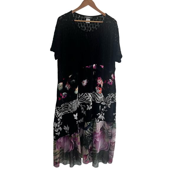 Alembika Adaline Floral Tiered Maxi Dress Size (2) Medium Oversized Artsy Lace - Picture 2 of 11